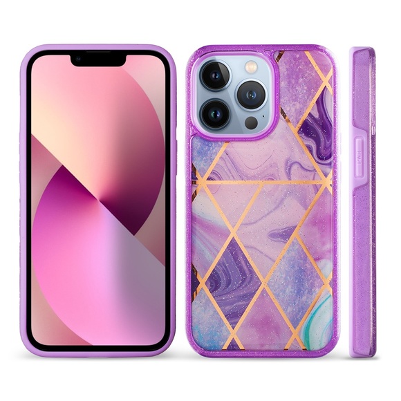 Purple Geometric Case for iPhone 13 Pro Max - Picture 2 of 3
